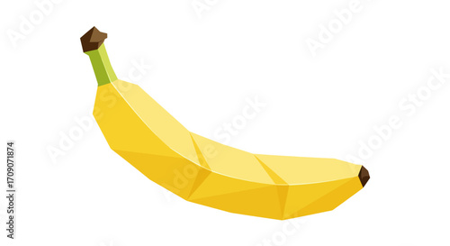 Geometric Banana Illustration with Yellow Peel and Brown Tip.