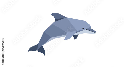 Geometric Dolphin Illustration with Angular Design and Blue Tones.