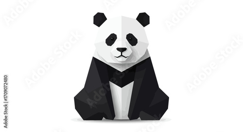 Geometric Panda Illustration with Black and White Fur 1.