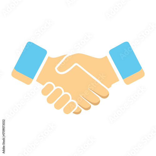 Two hands shaking symbolizing partnership business agreement cooperation vector icon