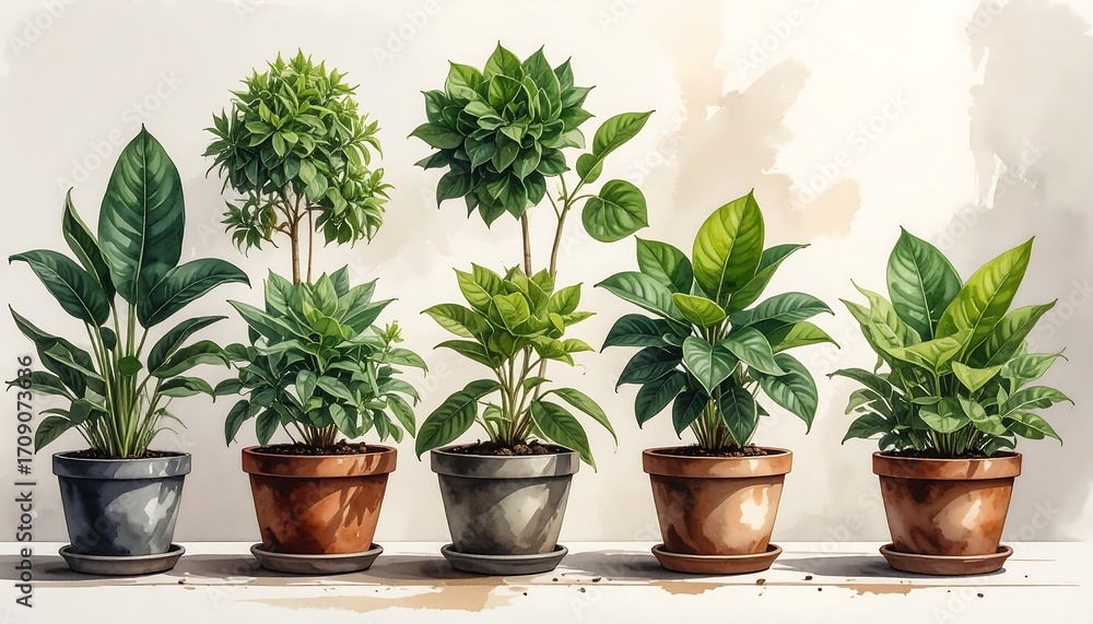 Obraz premium Botanical Arrangement in Terracotta Pots