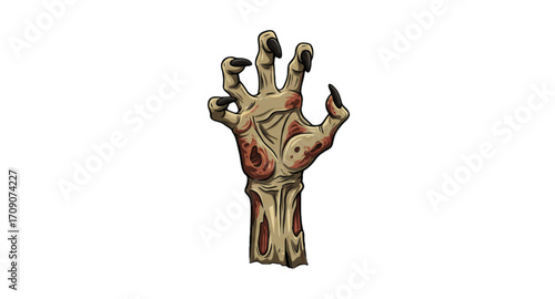 Zombie hand comes out of grave