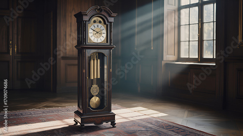 Grandfather Clock in Sunlit Room