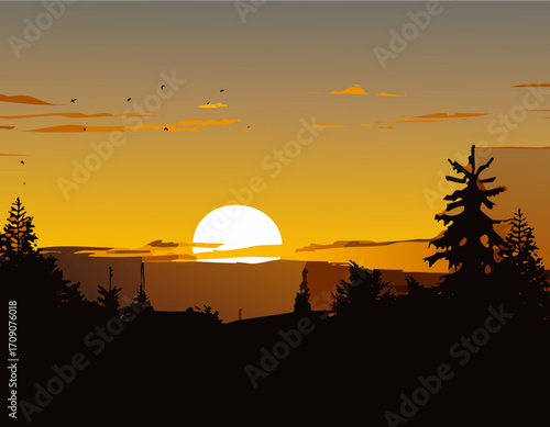 夕方　町