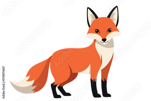 red fox isolated on white, cartoon animal vectors