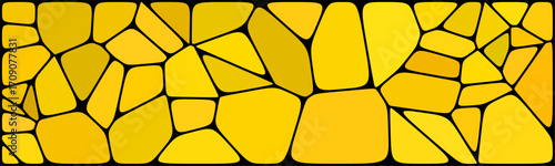 Abstract yellow mosaic background with irregular polygon shapes forming a seamless artistic pattern.