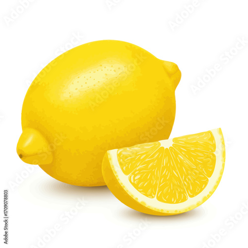 Fresh Lemon with a Slice A Zesty and Refreshing Citrus Fruit Illustration