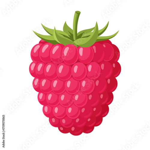 Vibrant Red Raspberry Illustration, Sweet and Juicy Summer Berry for Healthy Eating Concepts