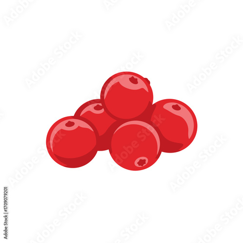Vibrant Red Cranberries Isolated on White Background, Healthy Fruit