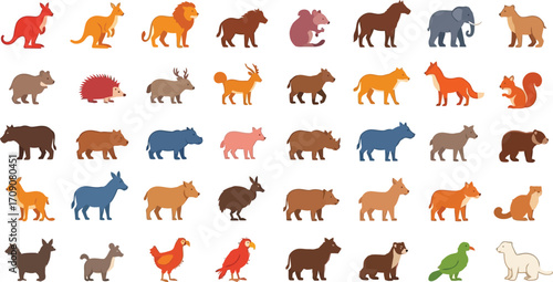Vector illustration of cartoon animals collection wildlife animal set zoo icon