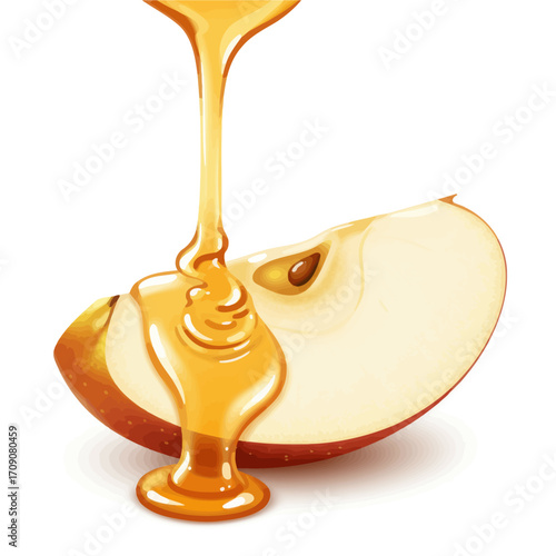 Sweet Apple Slice Drizzled with Golden Honey