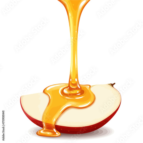 Delicious Slice of Apple Drizzled with Golden Honey for a Sweet Treat