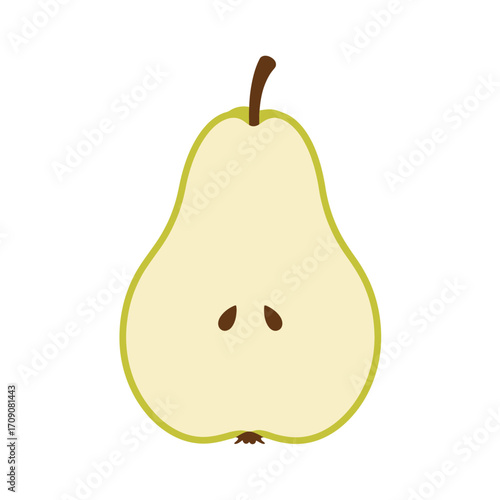 Fresh Pear Half A Simple Illustration of a Delicious, Juicy Fruit