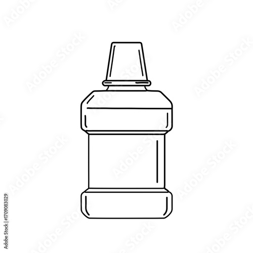 Mouthwash bottle outline with cap and rectangular body, dental hygiene product