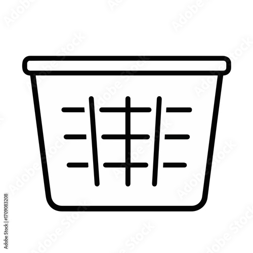 Laundry Basket Icon: Simple Line Art Design