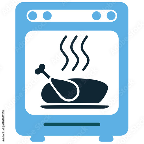 Food roasting icon vector. Ideal for cooking, baking, and food preparation themes. A simple, clear symbol representing the act of cooking food with dry heat.