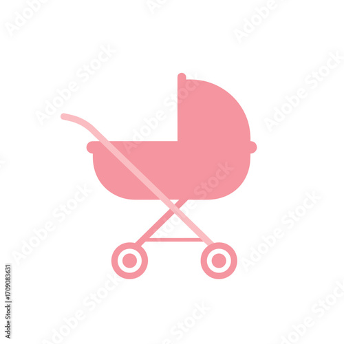 Pink Baby Stroller Icon: Simple, Elegant Design