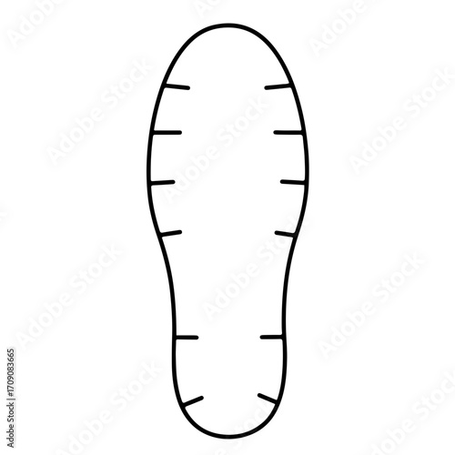Simple Outline of a Shoe Sole with Measurement Lines