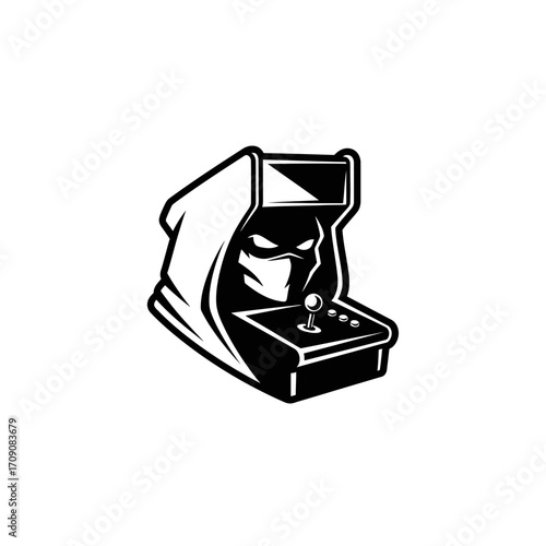 Ninja Arcade Machine Black and White