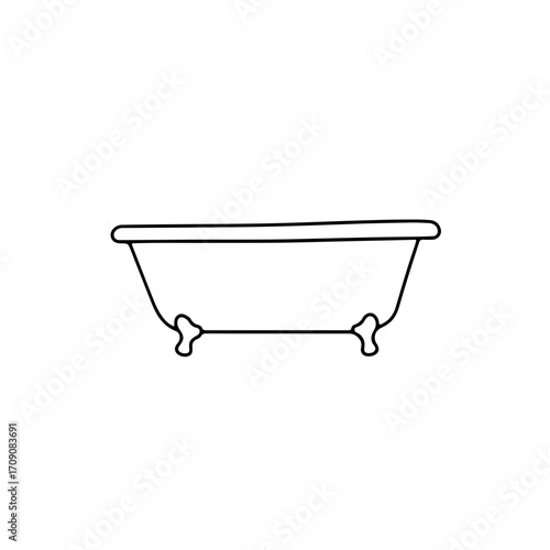 Clawfoot Bathtub Line Drawing Illustration