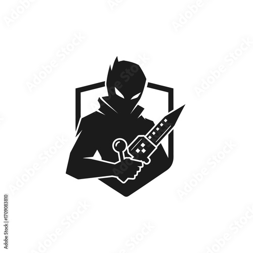 Silhouette Assassin Holding Futuristic Knife