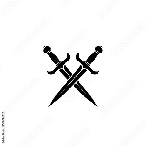 Crossed Daggers Silhouette on White