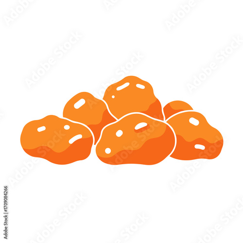 Delicious, Orange Chicken Nuggets with White Highlights in a Pile