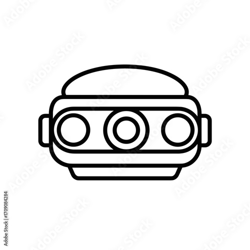 Black outline of a vintage stereoscopic viewer with three circular lenses