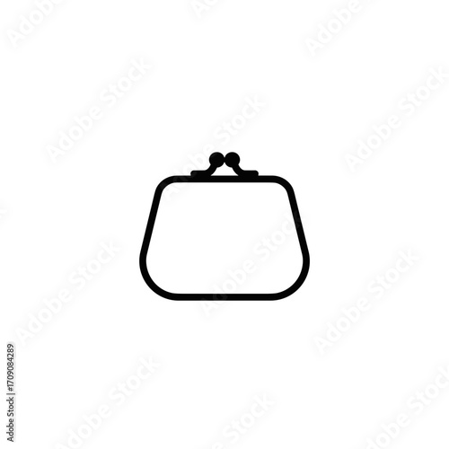 Minimalist Coin Purse Icon with Symmetrical Clasp and Rounded Edges