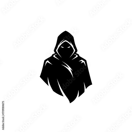 Mysterious Hooded Figure, Black Cloak, Shadowy Icon