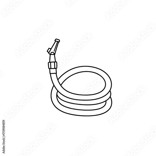 Simple Line Drawing of a Coiled Garden Hose