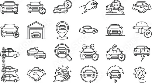 Car service and repair icons set vector illustration for automobile industry