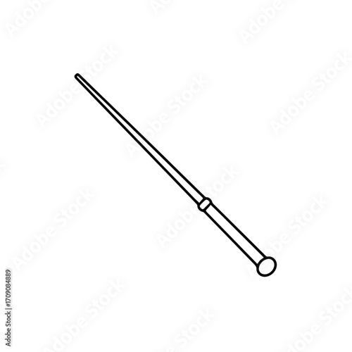 Simple Line Art Illustration of a Magic Wand with a Round Handle