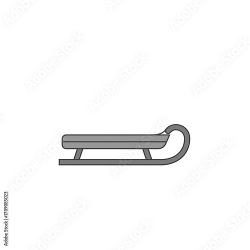 Simple Gray Sled with Curved Handle for Winter Fun Illustration