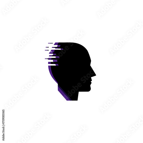 Disrupted Mind Silhouette with Glitch Effect