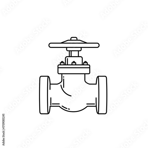Simple Line Drawing of a Industrial Pipeline Valve