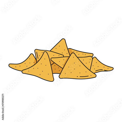 A Pile of Golden, Textured Tortilla Chips with Black Dots.