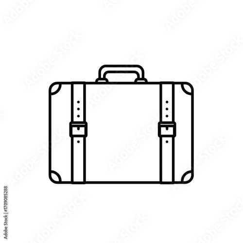 Vintage Suitcase Icon: Retro Travel Bag with Buckles