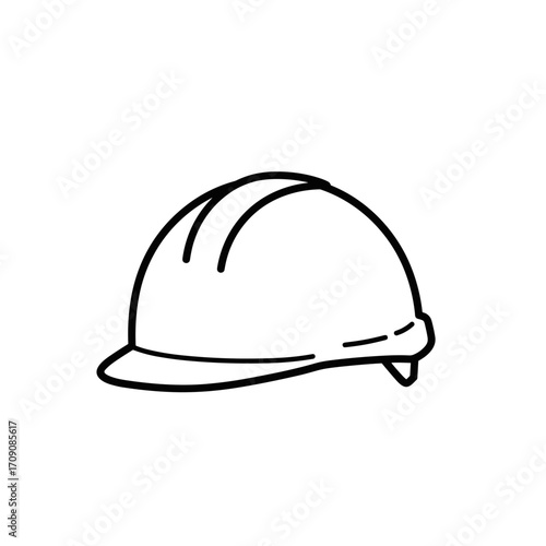 Stylized Construction Helmet Illustration with Bold Outline and Minimalist Design