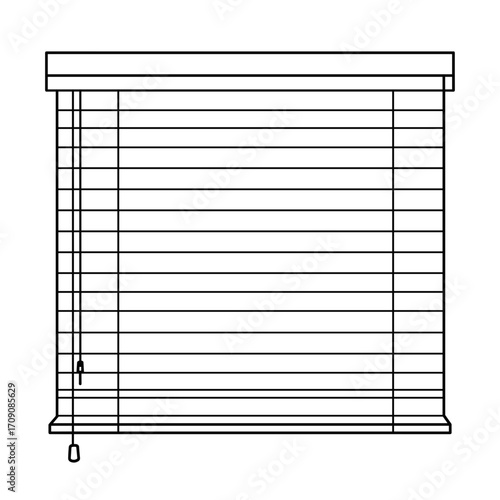 Simple Black and White Line Drawing of a Window Blind
