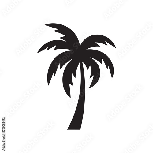 Minimal palm tree vector symbol for summer fashion, tropical drinks and beachwear
