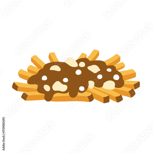 Delicious Poutine: Golden Fries Drenched in Gravy and Cheese Curds