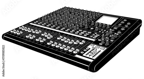 Professional Audio Mixing Console Illustration