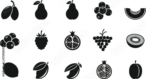 Fruit icons set vector illustration of healthy food fresh fruits collection