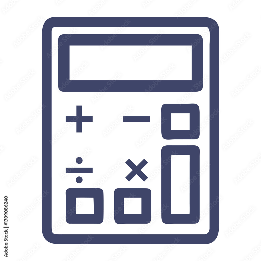 Fototapeta premium Simple outline vector calculator icon for financial and math concepts