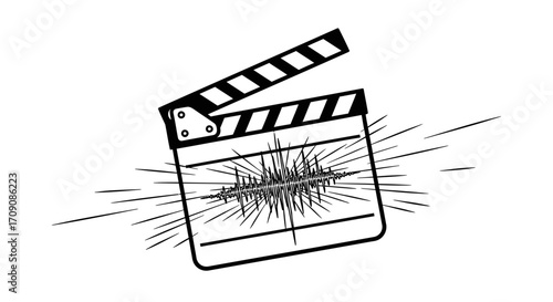 Clapperboard with Sound Wave Illustration