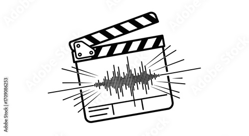 Clapperboard with Sound Wave Illustration