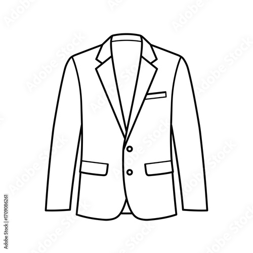 Line Art Illustration of a Two-Button Suit Jacket with Pocket Square