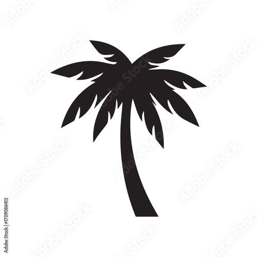 Simple black palm silhouette representing travel inspiration and tropical branding use