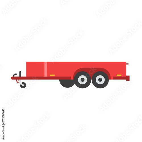 Simple Red Flatbed Trailer Illustration
